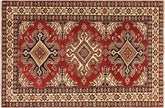 4x6 hand knotted Super Kazak wool rug in red and beige - Bohemian Super Kazak Jamika