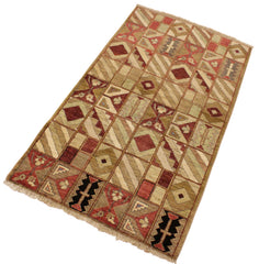 handmade Modern Gabbeh Beige Red Hand Knotted RECTANGLE 100% WOOL area rug 3' x 5'