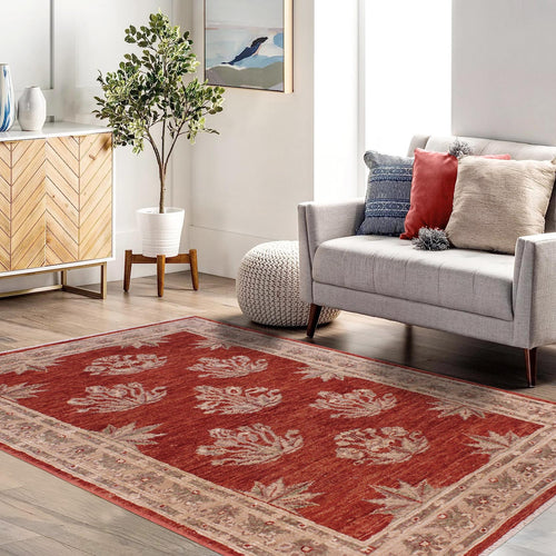 handmade Modern Kafkaz Red Tan Hand Knotted RECTANGLE 100% WOOL area rug 3' x 5'