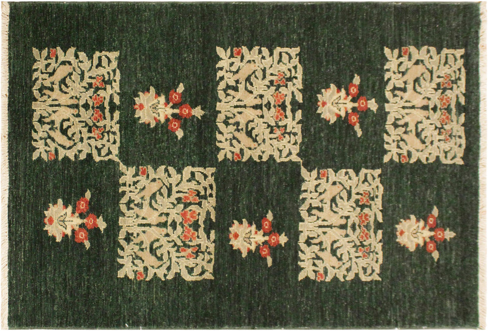 handmade Modern Drake Green Rust Hand Knotted RECTANGLE 100% WOOL area rug 3' x 5'