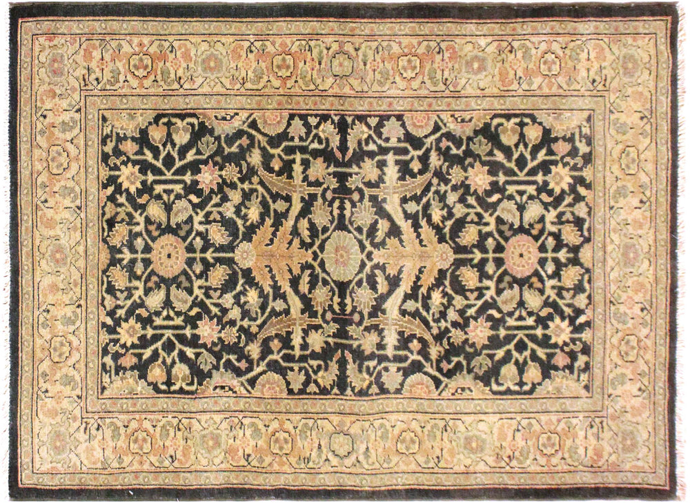 handmade Traditional Kafkaz Charcoal Tan Hand Knotted RECTANGLE 100% WOOL area rug 3x5