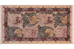 handmade Transitional Tulip Gold Gold Hand Knotted RECTANGLE 100% WOOL area rug 2x4