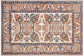 6x7 hand knotted Ziegler wool rug in tan and orange - Bohemian Ziegler Bambi