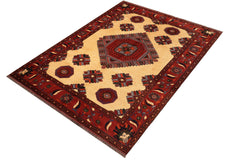 handmade Geometric Kargahi Beige Rust Hand Knotted RECTANGLE 100% WOOL area rug 10x13