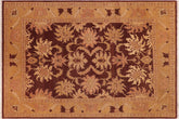 8x10 hand knotted vintage Lavastone low pile wool rug in maroon and gold - Lavastone Ardis