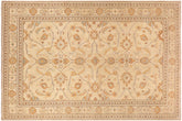 10x14 hand knotted transitional wool rug in tan and orange - Bohemian Adriane