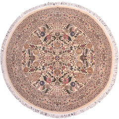 handmade Traditional Nagi Beige Pink Hand Knotted ROUND 100% WOOL area rug 9'x9'