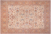 13x17 hand knotted Ziegler wool rug in ivory and rose - Bohemian Ziegler Lovie