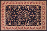 12x16 hand knotted transitional wool rug in blue and red - Boho Chic Cherly