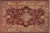 12x17 hand knotted Ziegler wool rug in aubergine and tan - Chic Ziegler Yolonda