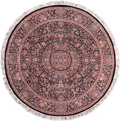 handmade Traditional Kashan Black Pink Hand Knotted ROUND 100% WOOL area rug 8'x8'