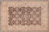 12x14 hand knotted Ziegler wool rug in brown and ivory - Classic Ziegler Shalonda