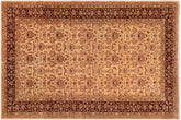 10x16 hand knotted transitional wool rug in gold and brown - Bohemian Basilia