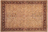 9x12 hand knotted Vegetable Dyed wool rug in gold and aubergine - Lahore Alycia