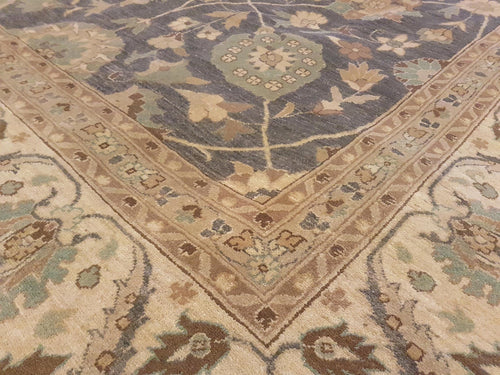 handmade Transitional Kafkaz Gray Ivory Hand Knotted RECTANGLE 100% WOOL area rug 12' x 15'