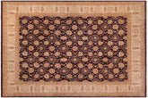 12x15 hand knotted transitional wool rug in aubergine and ivory - Bohemian Florene