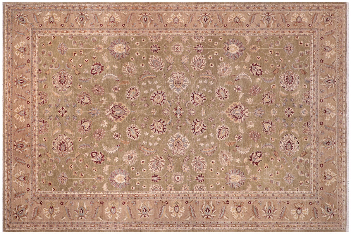 handmade Traditional Kafkaz Lt. Green Tan Hand Knotted RECTANGLE 100% WOOL area rug 12x17