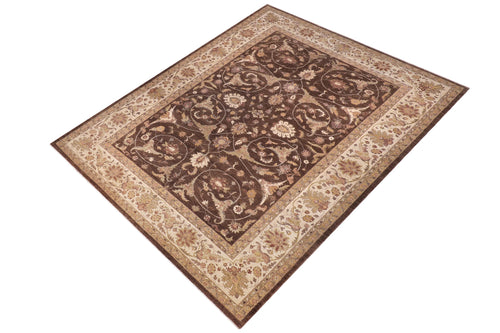 handmade Traditional Kafkaz Brown Lt. Gold Hand Knotted RECTANGLE 100% WOOL area rug 12x17