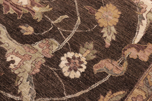 handmade Traditional Kafkaz Brown Lt. Gold Hand Knotted RECTANGLE 100% WOOL area rug 12x17