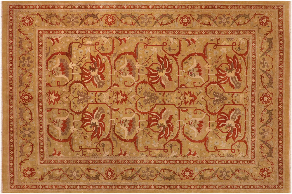 handmade Transitional Green Rust Hand Knotted RECTANGLE 100% WOOL area rug 10x14