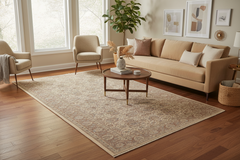 handmade Transitional Lahore Ivory Tan Hand Knotted GALLERY 100% WOOL area rug 6' x 12'