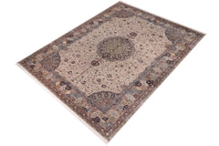 handmade Traditional Jhangeer Lt. Gray Lt. Gray Hand Knotted RECTANGLE WOOL&SILK area rug 12x17