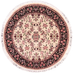 handmade Traditional Kashan Beige Black Hand Knotted ROUND 100% WOOL area rug 6'x6'