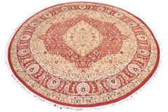 handmade Traditional Round Design Rust Ivory Hand Knotted ROUND 100% WOOL area rug 9' x 9'