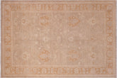 6x9 hand knotted Ziegler wool rug in blue and gold - Oriental Ziegler Evelia