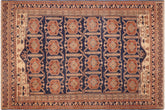 6x9 hand knotted vintage Lavastone low pile wool rug in blue and beige - Lavastone Sharika