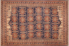 handmade Transitional Antique Blue Beige Hand Knotted RECTANGLE 100% WOOL area rug 6' x 9'