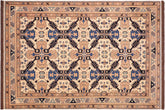6x9 hand knotted Kargahi wool rug in beige and blue - Bohemian Kargahi Davida