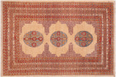 6x8 hand knotted Ziegler wool rug in beige and rust - Bohemian Ziegler Rheba