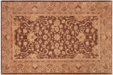 6x9 hand knotted Ziegler wool rug in brown and tan - Chic Ziegler Wanita