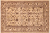 6x9 hand knotted transitional wool rug in beige and brown - Boho Chic Hulda
