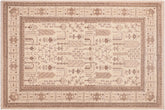 6x9 hand knotted geometric wool rug in beige and brown - Boho Ziegler Natalya