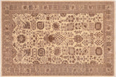 6x9 hand knotted geometric wool rug in tan and beige - Rustic Ziegler Nancee