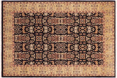 6x9 hand knotted transitional wool rug in blue and gold - Chic Eboni