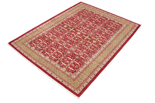 handmade Transitional Red Green Hand Knotted RECTANGLE 100% WOOL area rug 6' x 9'