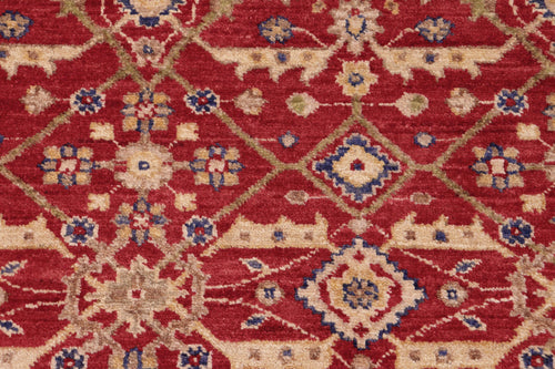 handmade Transitional Red Green Hand Knotted RECTANGLE 100% WOOL area rug 6' x 9'