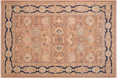 6x9 hand knotted Ziegler wool rug in rose and blue - Classic Ziegler Lyndsay