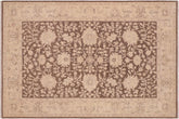 6x9 hand knotted Ziegler wool rug in brown and tan - Oriental Ziegler Lorretta