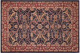 6x9 hand knotted Ziegler wool rug in blue and red - Boho Chic Ziegler Juan