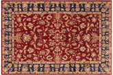 6x9 hand knotted Ziegler wool rug in red and blue - Bohemian Ziegler Jammie