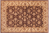 6x9 hand knotted transitional wool rug in brown and tan - Eclectic Hortensi