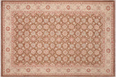 6x9 hand knotted transitional wool rug in brown and beige - Oriental Vicenta