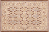 6x9 hand knotted transitional wool rug in brown and beige - Chic Maxima