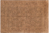 6x9 hand knotted transitional wool rug in brown and gold - Boho Chic Liana