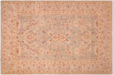 6x9 hand knotted Ziegler wool rug in green and tan - Chic Ziegler Iliana