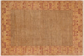 6x9 hand knotted modern wool rug in tan and beige - Eclectic Glory